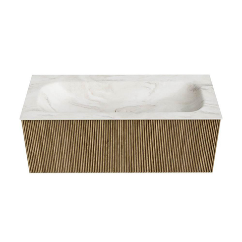 Mondiaz KURVE-DLUX Badkamermeubelset - 110x46x40cm - 1 lade - wastafel solid surface - midden - 1 kraangat - Dusk SW1415153