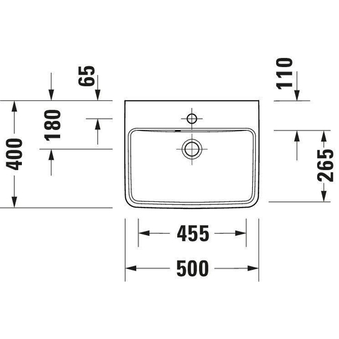 Duravit No.1 - No.1 - wastafel - 500mm - met overloop - 1 kraangat midden - hoogglans wit SW723751