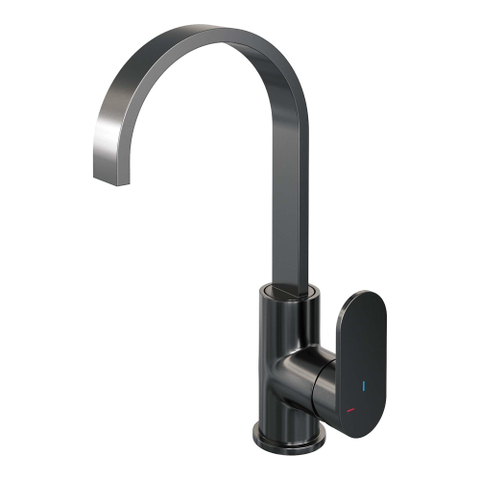 Brauer Gunmetal Edition Ensemble de robinet mélangeur à poser - haut - pivotant - bec plat - modèle C - PVD - gunmetal brossé SW715792