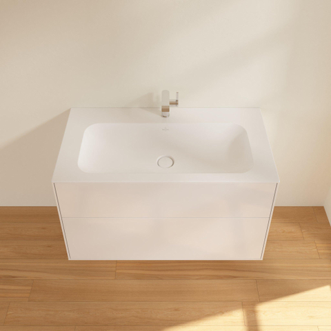 Villeroy & Boch finion wastafelonderbouwkast - met 2 ladenen - 99.6x59.1x49.8cm - voor meubelwastafel - 4164 - mat wit SW106677