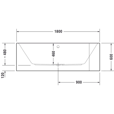 Duravit Happy D.2 Kunststof bad acryl rechthoekig - met rugsteun links - 180x80x46cm - met aangevormde mantel m - glans wit SW68384