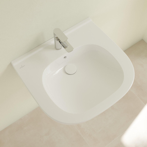 Villeroy & Boch Vicare O.novo Vita wastafel Vita - met 1 kraangat - met overloop - 60x55cm - White Alpine (glans wit) 1025049