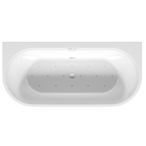 Riho Desire baignoire semi-autoportante - 180x84cm - Installation centrale - Sparkle - avec remplissage de baignoire chromé - acrylique blanc velours SW547866