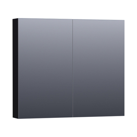 BRAUER Impress Deluxe armoire de toilette – 80 x 70 x 15 cm – Éclairage LED – Noir mat SW371757