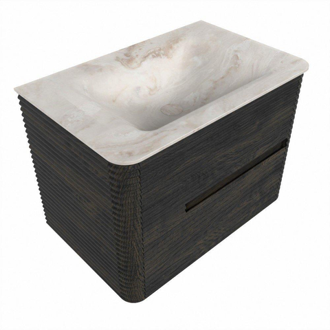 Mondiaz CIRO-DLUX Badkamermeubelset - 70x45x50cm - Solid surface wastafel Frappe - 1 wasbak Midden - zonder kraangaten - 2 lades - Shadow SW1532005
