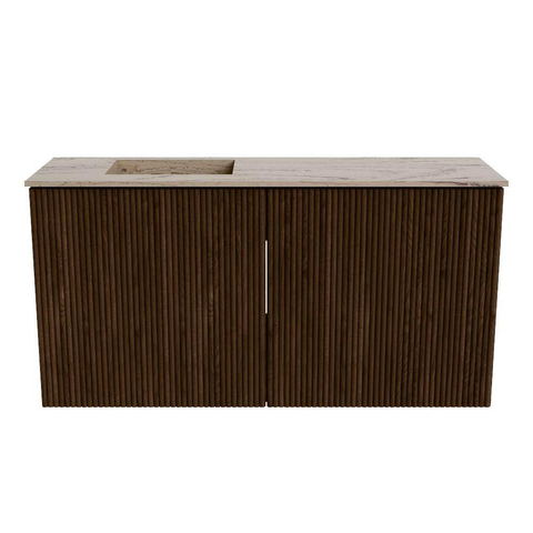 Mondiaz JOYA-DLUX Meuble de salle de bains 80cm - couleur Walnut - Vasque FAYE position Gauche Sans trou de robinet couleur Arena SW1424323