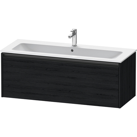 Duravit Ketho.2 Wastafelonderbouwkast - met 1 lade - voor enkele wastafel - 121x48x44cm - met greep antraciet - eiken zwart mat SW772845