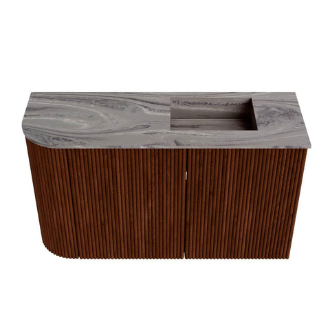 Mondiaz JOYA-DLUX Meuble de salle de bains 71.6cm - arrondi gauche couleur Ruby - Lavabo FAYE position Droite Sans trou de robinet couleur Sombra. SW1426267