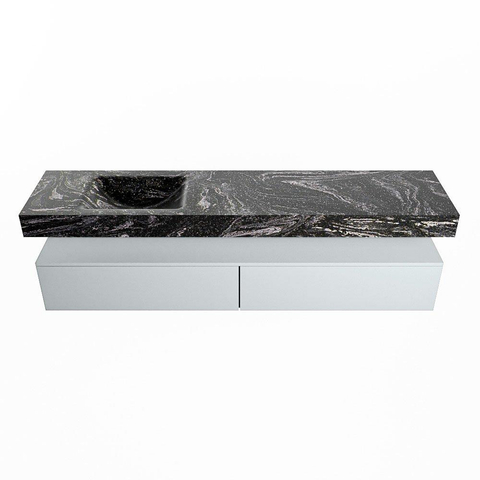 Mondiaz ALAN-DLUX Ensemble de meuble - 200cm - meuble Clay mat - 2 tiroirs - Lavabo Cloud Lava suspendu - vasque Gauche - 1 trou de robinet SW808745