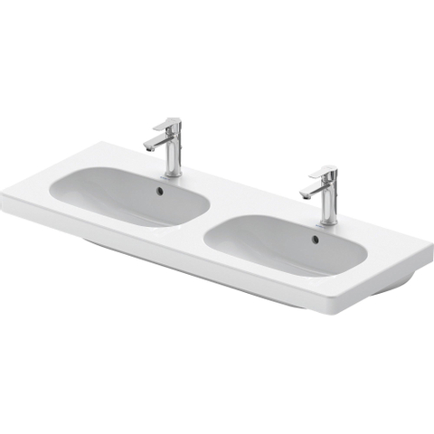 Duravit D-code Dubbele wastafel - 120x49cm - met 2 kraangaten - met overloop - wit GA89091