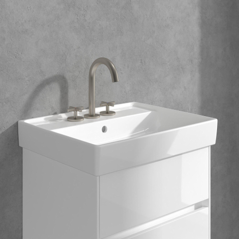 Villeroy & Boch Loop & Friends wastafeluitloop set - met kruisgreep brushed - nickel black (mat rvs) SW974354