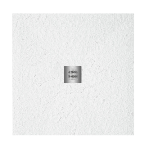 FugaFlow Eccelente Bac à douche Anto - 80x80cm - antidérapant - antibactérien - marbre minéral - carré - blanc mat SW1470047