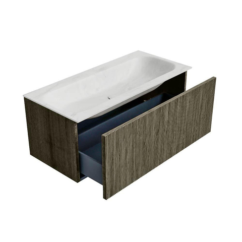 Mondiaz KURVE-DLUX Badkamermeubelset - 100x46x40cm - 1 lade - wastafel solid surface - midden - zonder kraangat - Shadow SW1414055