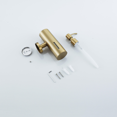 Fortifura Calvi zeepdispenser - wand - rond - PVD - geborsteld messing (goud) SW1111569