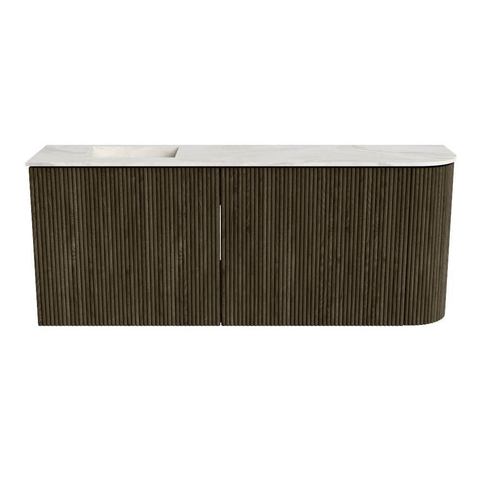 Mondiaz JOYA-DLUX 101.6cm toiletmeubel - ronding rechts kleur Shadow - Wastafel FAYE positie Links Zonder kraangat kleur Ostra. SW1423033