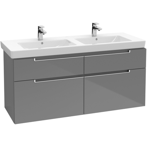 Villeroy & Boch Subway 2.0 wastafelonderkast - 128.7x59x44.9cm - glans grijs SW118762