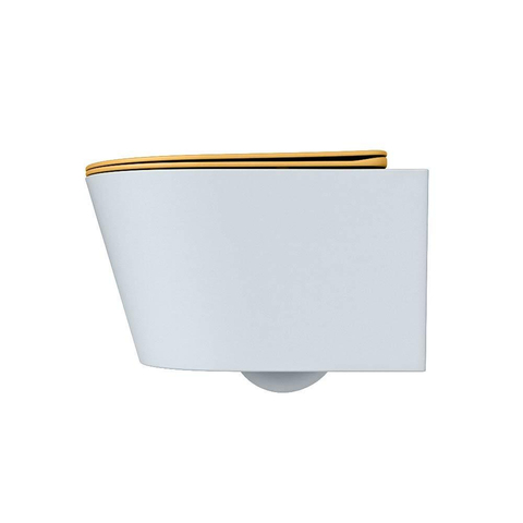 Mondiaz LAVIE hangtoilet – spoelrandloos – 36 x 53 cm – met softclose zitting – Clay (lichtblauw/grijs), zitting Ocher (geel) SW1208661