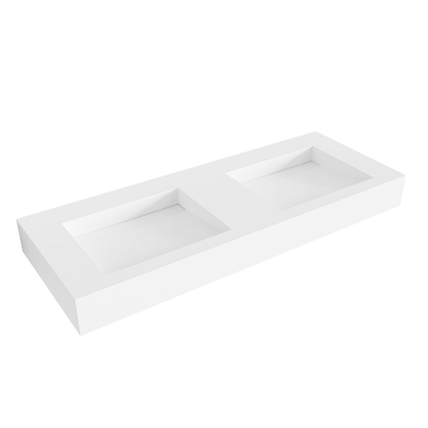 Mondiaz AVON wastafel - 120x46x12cm - dubbele wasbak - zonder kraangat - talc (wit) SW430154