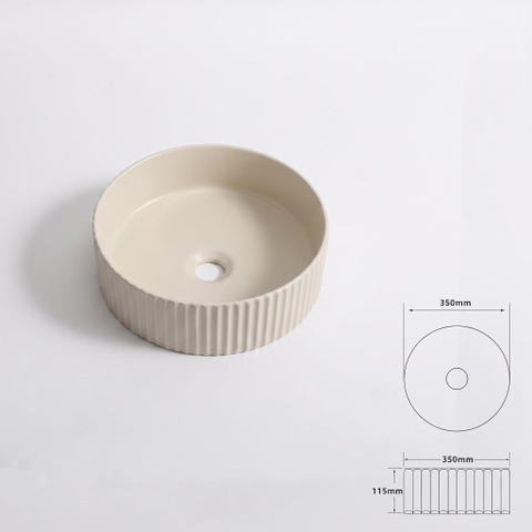 QeramiQ Arto Waskom - 35x35x11.5cm - geribbeld - rond - keramiek - linnen SW1471417
