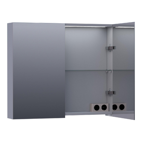 BRAUER Impress Deluxe armoire de toilette - 80x70x15cm - éclairage interne et externe - 2 portes miroir double face - gris mat SW371807