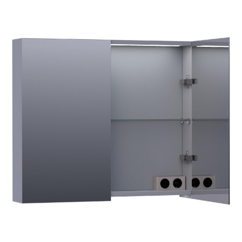 Saniclass Dual Spiegelkast - 80x70x15cm - 2 links- rechtsdraaiende spiegeldeur - MDF - mat grijs SW371807