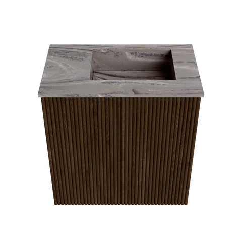 Mondiaz JOYA-DLUX Meuble de toilette 40cm - couleur Walnut - Vasque FAYE position Droite 1 trou de robinet couleur Sombra. SW1424702