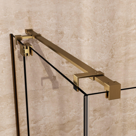 BRAUER Stellar Cabine de douche - 140x90x200cm - porte battante - revêtement verre - réversible - verre clair - PVD or brossé SW1418034