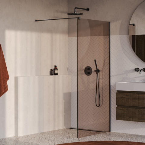 BRAUER Oblivion Douche à l'italienne - 90x200cm - revêtement verre - verre bronze - PVD gunmetal brossé SW1417847