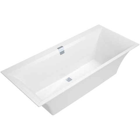 Villeroy & Boch Squaro edge 12 kunststof bad quaryl rechthoekig - 170x75x45cm - inclusief poten en afvoer /overloopcombinatie - glans wit 0942246