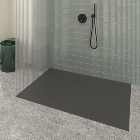 Villeroy & Boch Ecora douchebak - 140x90x3.5cm - afvoer lange zijde - anthracite (antraciet) SW1558875