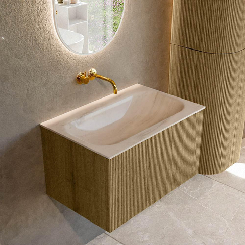 MONDIAZ KURVE-DLUX Meuble de salle de bains 70cm couleur Dusk avec 1 tiroir et 0 portes. Lavabo BIG SMALL Milieu sans trou de robinet Meli. SW1431861