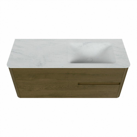 Mondiaz CIRO-DLUX Meuble de salle de bains - 120x45x50cm - Plan vasque Solid surface Opalo - 1 vasque à droite - sans trous de robinetterie - 2 tiroirs - Dusk SW1532951