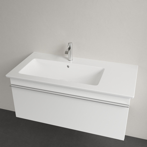 Villeroy & Boch venticello Meubelwastafel wasbak links - 1 kraangat - 100x50cm geschikt - voor 3 kraangaten overloop - White Alpine (glans wit) 1025126