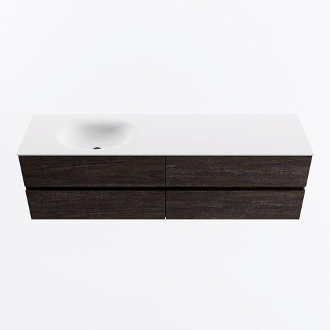 MONDIAZ Vica Ensemble meuble de salle de bains - 170cm - meuble bas dark brown - 4 tiroirs - lavabo moon à gauche - sans trous de robinet - version haute 60cm - talc SW1082651
