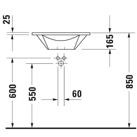 Duravit Starck 1 Wastafel - 58cm tbv onderbouw 9520 - wondergliss - wit 0295456