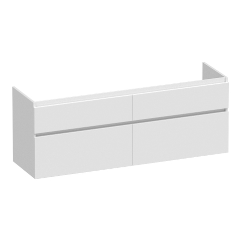 BRAUER Delight meuble sous-lavabo - 160x46x60cm - 4 tiroirs softclose - sans poignées - 2 découpes pour siphon - blanc brillant SW1199353