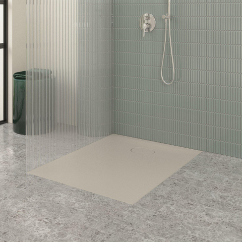 Villeroy & Boch Ecora douchebak - 100x80x3.5cm - afvoer korte zijde - almond (beige) SW1558917