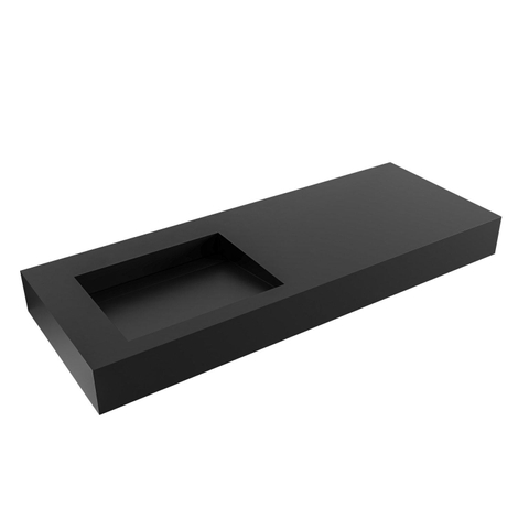 Mondiaz AVON wastafel - 120x46x12cm - wasbak links - zonder kraangat - urban (zwart) SW430138