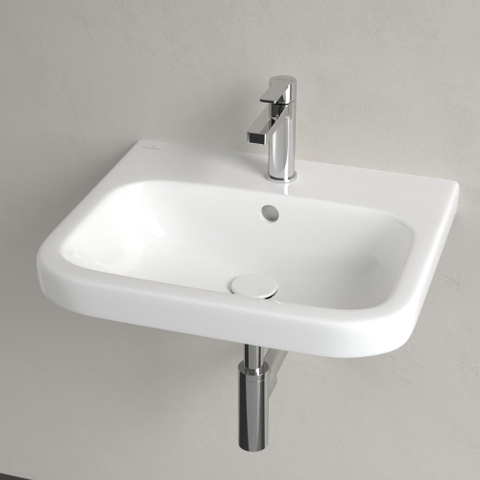 Villeroy & Boch Architectura wastafel onderzijde - geslepen - 55x47cm - met kraangat - met overloop - White Alpine (glans wit) 1025270