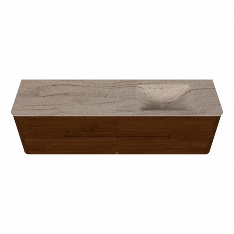 Mondiaz CIRO-DLUX Meuble de salle de bains - 170x45x50cm - Plan vasque Solid surface Saba - 1 lavabo à droite - 1 trou de robinet - 4 tiroirs - Ruby SW1531955