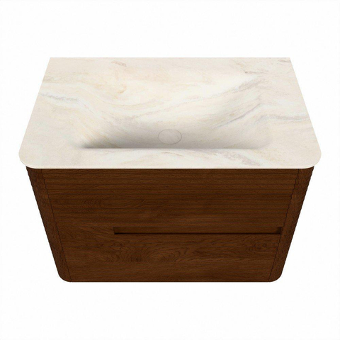 Mondiaz CIRO-DLUX Badkamermeubelset - 70x45x50cm - Solid surface wastafel Ostra - 1 wasbak Midden - zonder kraangaten - 2 lades - Ruby SW1531823