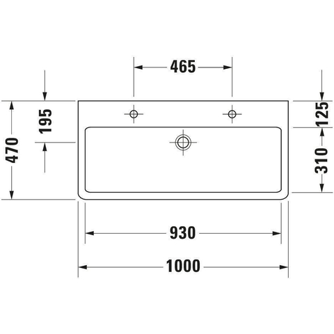 Duravit Vero Wastafel - met 2 kraangaten - met overloop - 100x47cm - met wondergliss - wit 0305319