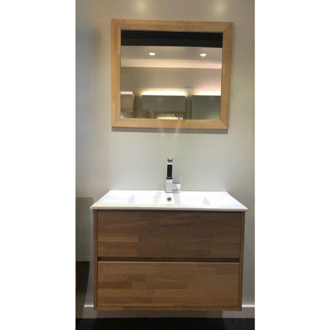 BRAUER Natural wood Nexxt ensemble meuble de salle de bains 80x55x45.5cm 2 tiroirs avec plan vasque en céramique avec miroir en bois naturel grey oak SW411909