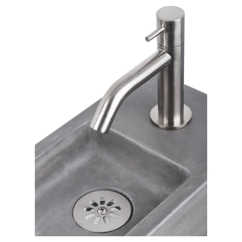 Differnz Ravo fonteinset – 38.5x18.5x9 cm – beton donker grijs – gebogen mat chromen kraan SW705430