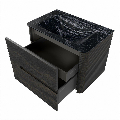 Mondiaz CIRO-DLUX Badkamermeubelset - 70x45x50cm - Solid surface wastafel Lava - 1 wasbak Midden - 1 kraangat - 2 lades - Shadow SW1533802
