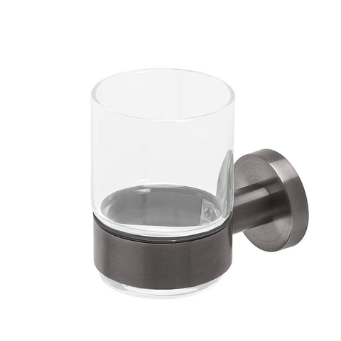 Geesa Nemox Porte-gobelet avec verre Métal noir brossé SW641571