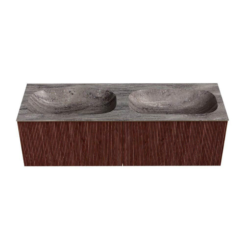 MONDIAZ KURVE-DLUX 140cm badmeubel kleur Ruby met 2 lades en 0 deuren. Wastafel STOR SMALL Dubbel zonder kraangat Oza. SW1432838