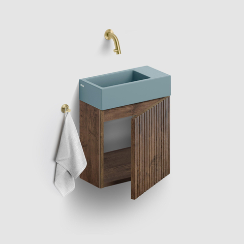 Clou Flush 3 fontaine 36x18cm sans trou de robinet à droite bleu mat cér. SW795721