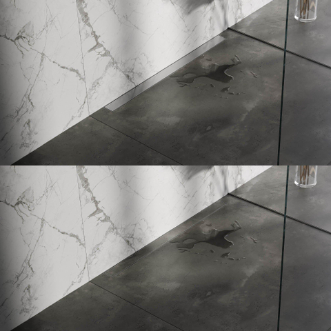 Brauer Caniveau de douche - 90x7.5cm - bride murale - grille à carreler réversible - inox - inox - inox brossé SW773208