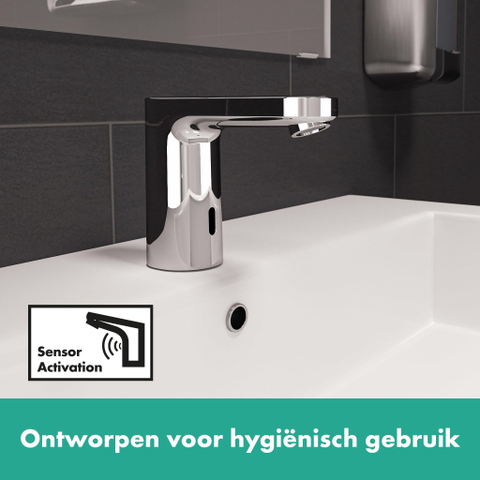 Hansgrohe Vernis Blend wastafelkraan elektr. 230V koud water - hoogglans chroom SW651690